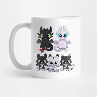 Cute dragon family, baby night fury set, toothless light fury, night lights dragon babies Mug